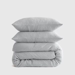 Quince Organic Airy Gauze Duvet Cover Set Cotton 2 Shams Mist King Cal King New!